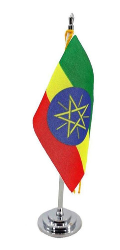 Mini Bandeira De Mesa Etiópia 15 Cm Poliéster