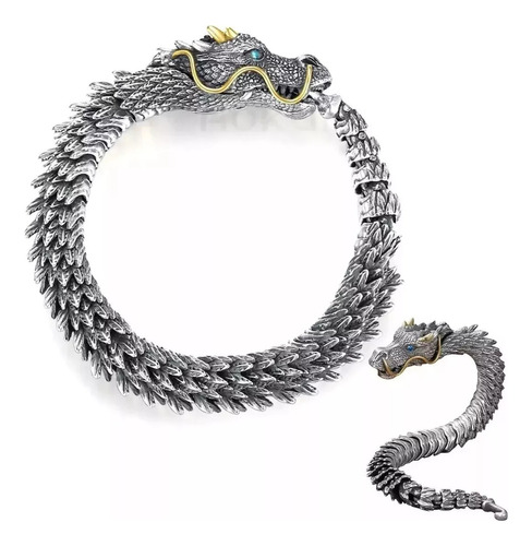 Pulsera Quilla Eslabones Con Diseño De Dragón Para Hombre