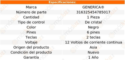 1- Control Cristal Negro 2 Teclas Ranger 2005/2012 Generica
