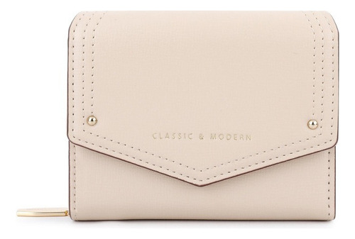 Cartera Corta Con Cremallera De Cuero Pu De Moda Para Mujer