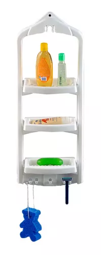 Organizador Ducha Baño Rimax Colgante 3 Niveles c/ Jabonera - Blanco — HTS