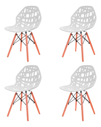 Juego De 4 Sillas De Diseño Eames Akron Set Familiar