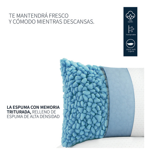 Almohada Memory Foam Ajustable Pack 2 100% Algodón 51x92cm Color Blanco