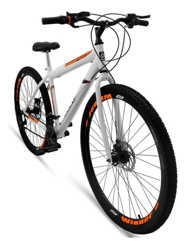 Mountain bike Ello Bike Velox aro 29 21v freios de disco mecânico câmbios Ltx cor preto/laranja