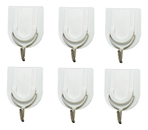 Pack De 6 Ganchos Cuadrados Adhesivos Blancos
