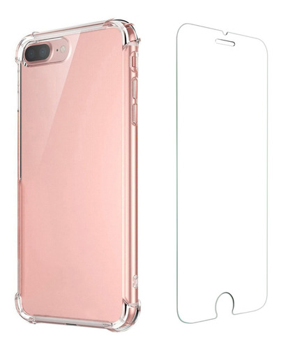 Kit Carcasa Para iPhone 7 8 Plus Transparente + Mica