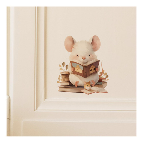 Royolam Lindo Ratón Lectura De Libros Calcomanías De Pared Y