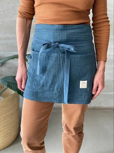 Imagen 3 de 4 de Delantal Cocina Hombre Mujer Chef Corto Wafle Petite Affaire