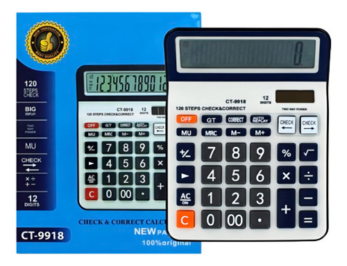 Calculadora De 12 Digitos Display Grande Solar Y Bateria Color Beige