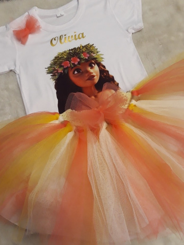 Disfraz Conjunto Moana Con Tutú Personalizada