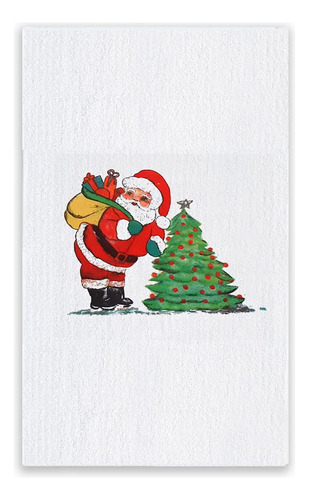 Pano De Prato Natal Gigante Algodão 75cm X 52cm Cor Verde-escuro