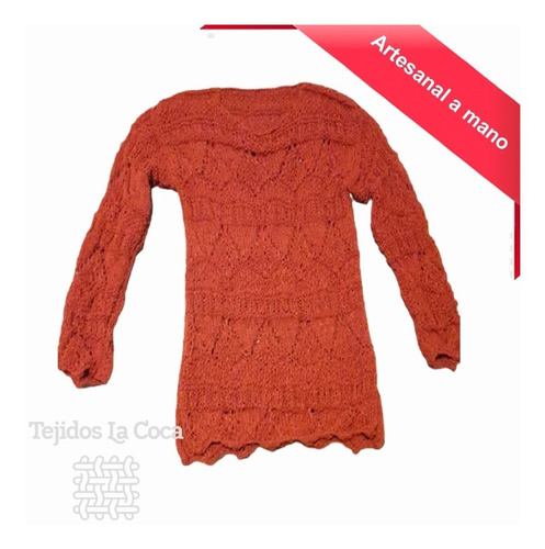 Imagen 2 de 3 de Sweater Calado Tejido Dama Manga Larga A Mano/artesanal 70