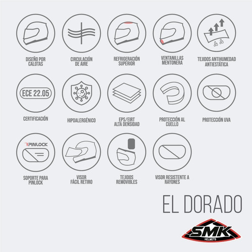 Imagen 2 de 7 de Casco Moto Integral Smk El Dorado Vintage Tipo Ruby