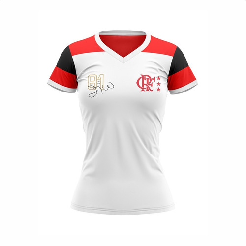 Camisa Flamengo Zico Retro Babylook Feminina Oficial