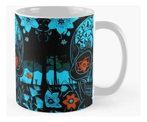 Taza  Calavera Y Flores 30 Calidad Premium