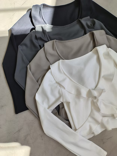 Top Manga Microfibra Volados Moda Mujer Tendencia