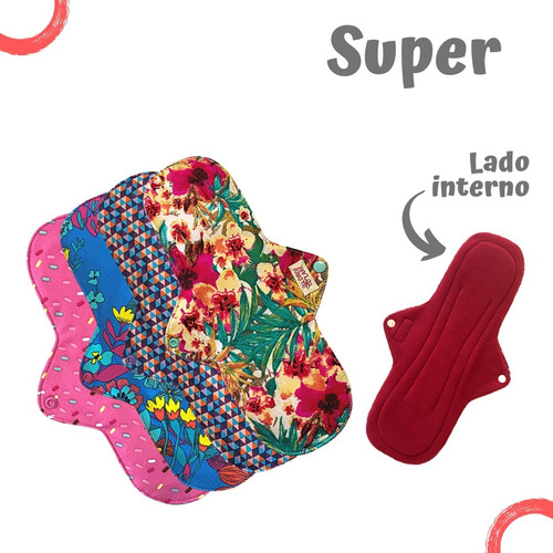 Absorvente Ecologico Kit 5 Un Em 3 Tamanhos + Necessaire