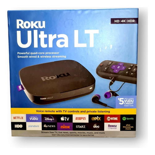 Roku Ultra Lt 4k Hdr Tv Streaming Control De Voz Audífonos