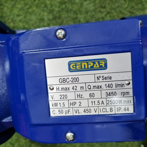 Imagen 2 de 4 de Bomba De Agua 2hp Dos Caballos Gempar 110v Centrifuga