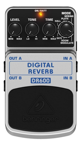Imagem 1 de 4 de Pedal de efeito para instrumento de cordas Behringer Digital Reverb DR600  cinza
