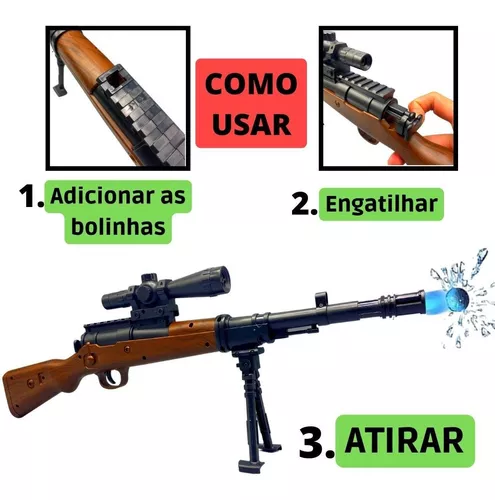 Arminha de Brinquedo Sniper Lança Bolinha de Borracha e Gel Disparo Forte  10m