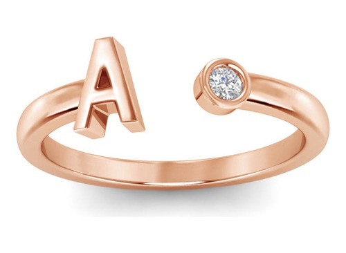 Anillo Personalizado Con Letra Chapado En Oro Rosa De 18k