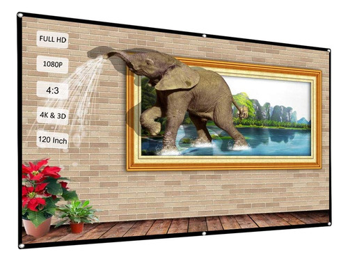 Pantalla Proyector 120  4:3 Cine Casa Plegable Blanco 3d Hd