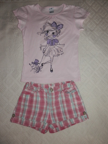 Lote Remera Y Short Algodón-ropa Niña 4-5 Años