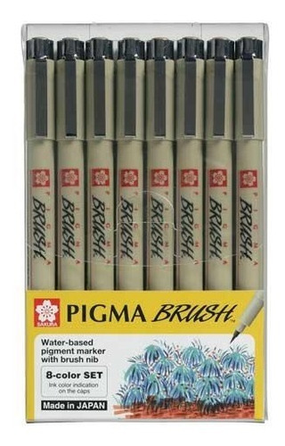 Marcadores  Sakura Pigma Brush  8 Colores Punta Pincel