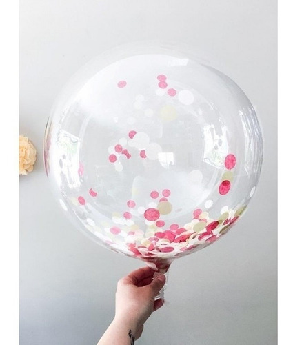 Globo 45cm Transparente Burbuja Apto Confetti Led Helio