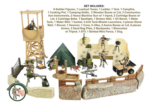 Click N Play Juego De 60 Piezas Con Accesorios Militares Che