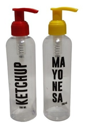 Set X10 Envases Dispenser Aderezos 200cc Ketchup Mayonesa   