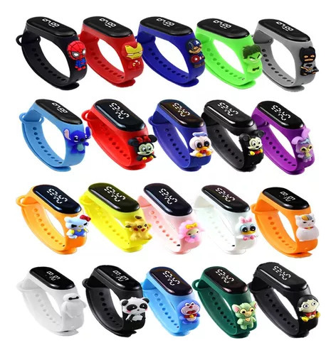 20 Piezas Reloj Infantil Led Pulsera Dibujos Regalo Fiesta