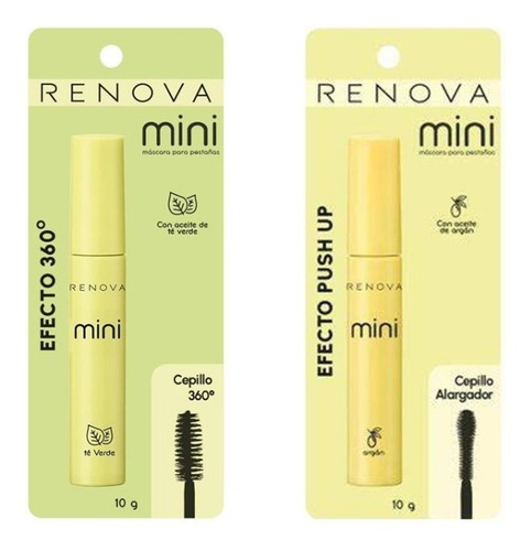 2 Mascara De Pestañas Renova Mini Te Verde & Aceite Argan 9g