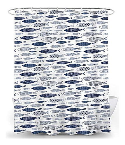 Cortinas De Baño Cortina De Ducha De Peces Azules 71.7x71.7'