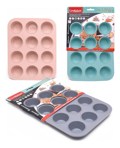 Molde De Silicona Antiadherente Para Cupcakes De 12 Agujeros