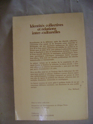 Identités Collectives Et Relations Inter-culturelles Michaud