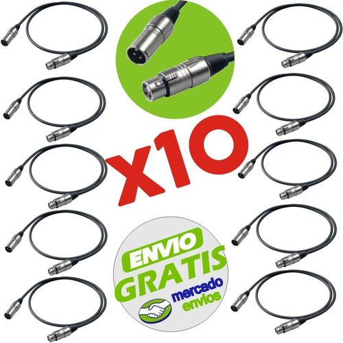 Kit 10 Cables Xlr Proel Bulk250lu05 Dmx Xlr 50 Cm