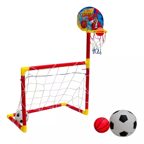 Jogo Infantil De Futebol E Basquete 2x1 C/ Gol Cesta E Rede