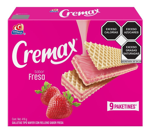 Imagen 1 de 2 de Galletas Cremax Sabor Fresa 416 Gr
