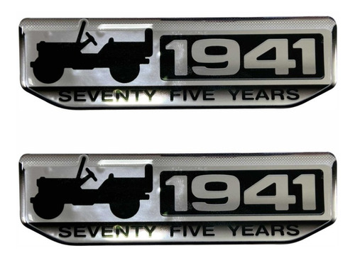 Par Mini Emblema Jeep 1941 - Seventy Five Years - 75 Anos