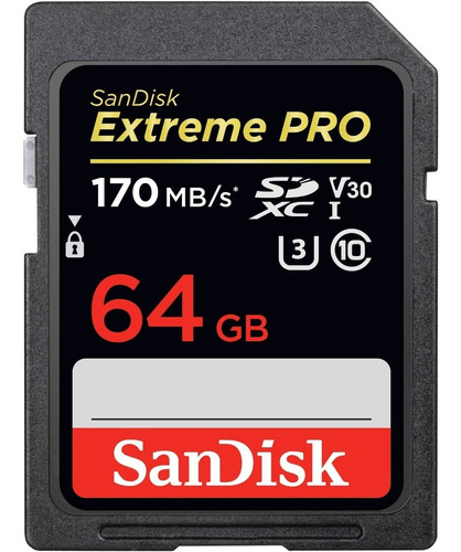 Memoria Sd 64gb Sandisk Extreme Pro U3 V30 10 4k 170mb/s