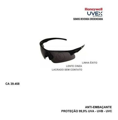 Imagem 2 de 7 de Óculos Balístico Honeywell Uvex Cinza Original Antiembaçante