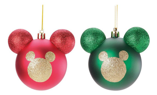 Bola De Natal Cabeca Do Mickey Em Glitter 6cm Jg 6 1019028