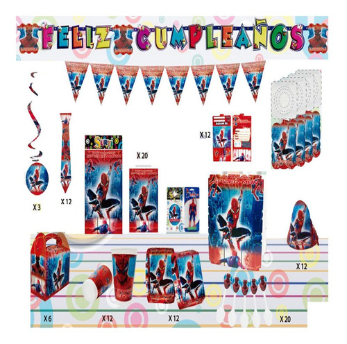 Decoración Infantil Fiesta Fiesta Spiderman Set X12