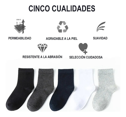 Calcetines Para Hombre Calcetas De Caballero Algodón 5 Pares