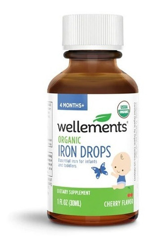 Organic Iron Drops Suplemento de hierro orgánico en gotas con sabor a cereza