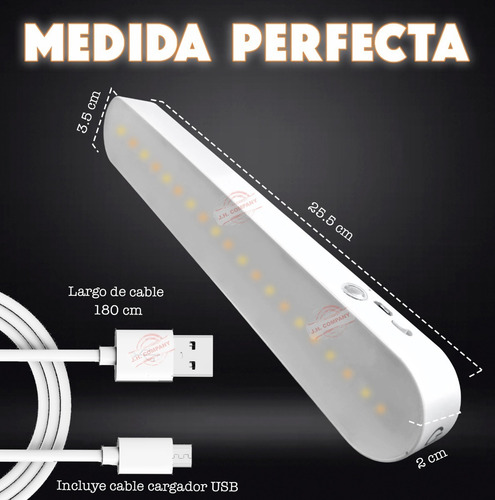 Imagen 2 de 7 de Lampara Led Iman Recargable Usb 3 Cambios Luz Control 9956