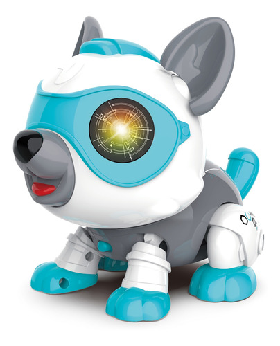 Brinquedo Magic Robô Dog Branco Com Azul Interativo Fenix