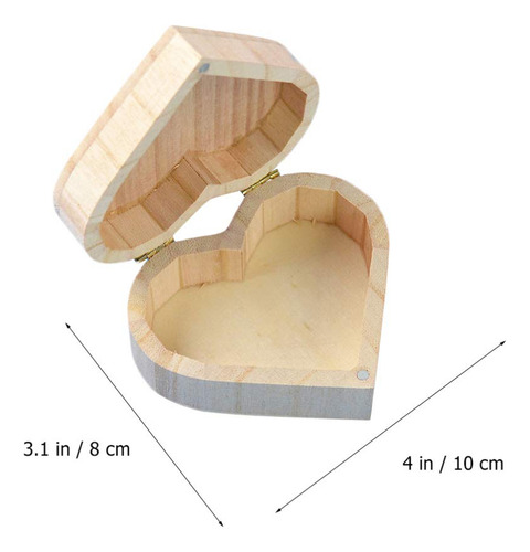 Caja Joyero De Madera En Forma De Corazón, 2 Pzas, 10 X 8 X